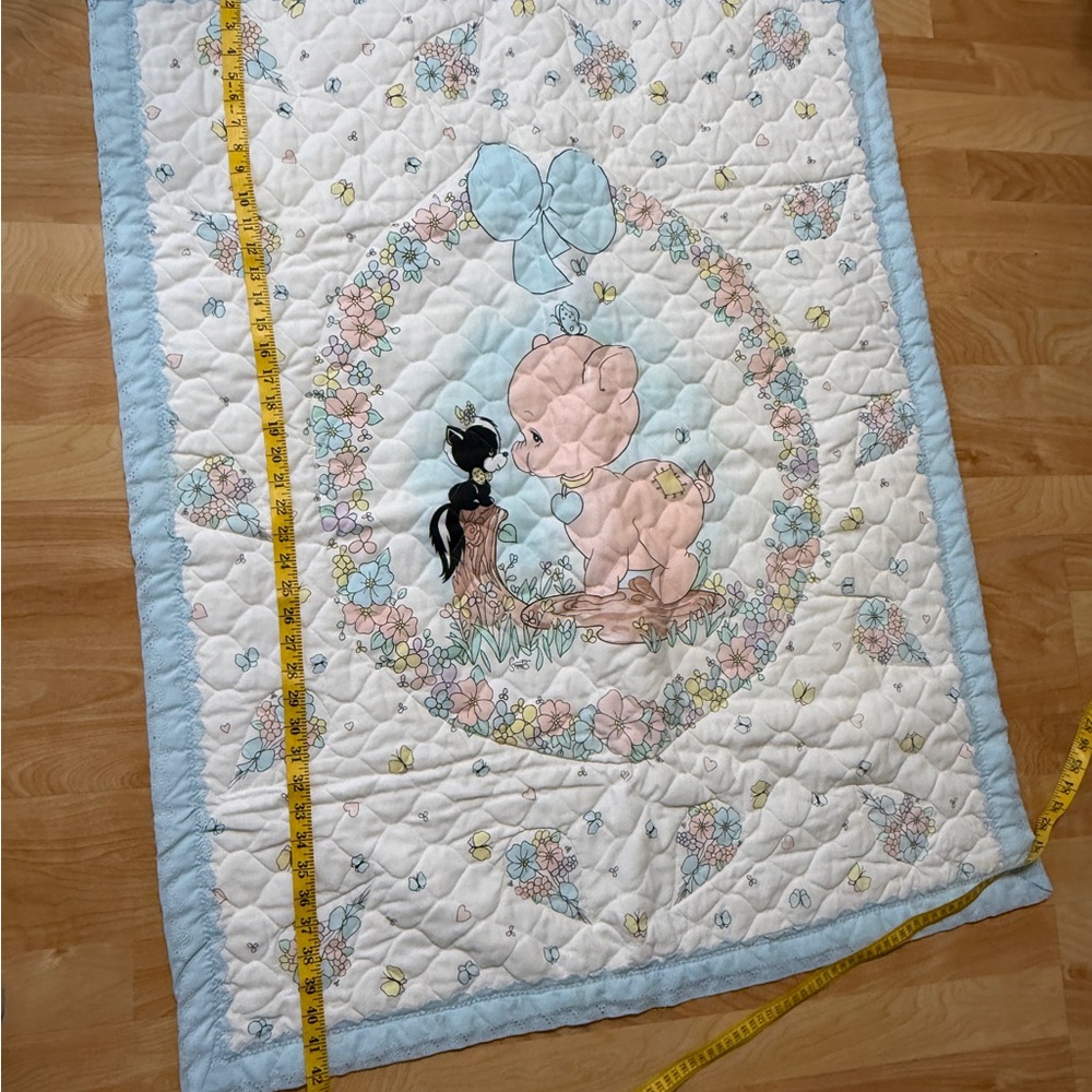 Precious Moments Pig & Skunk homemade quilted baby blanket - Picture 16 of 16